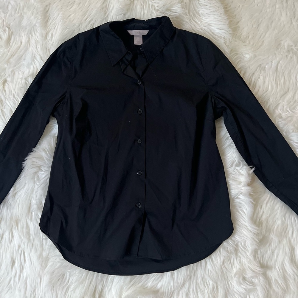 H&M Black Button-Up Shirt